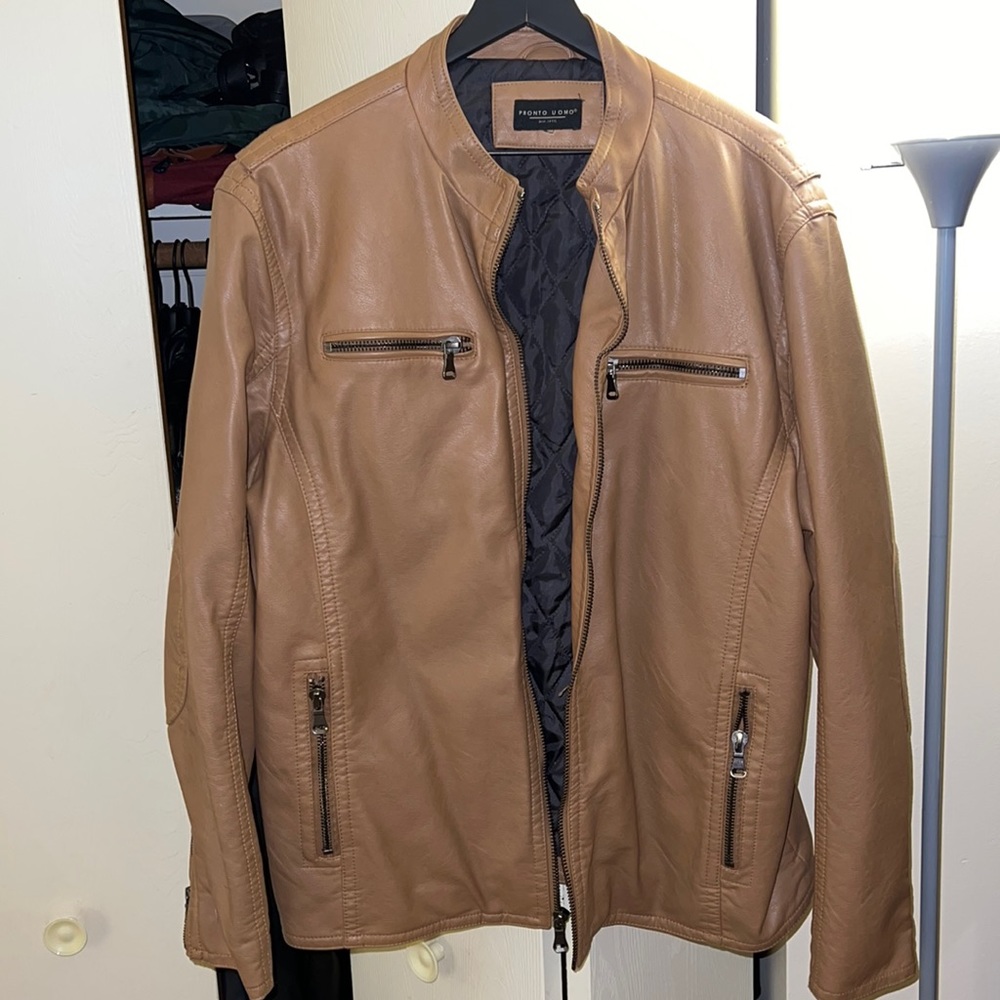 Pronto Uomo tan/beige Leather Jacket